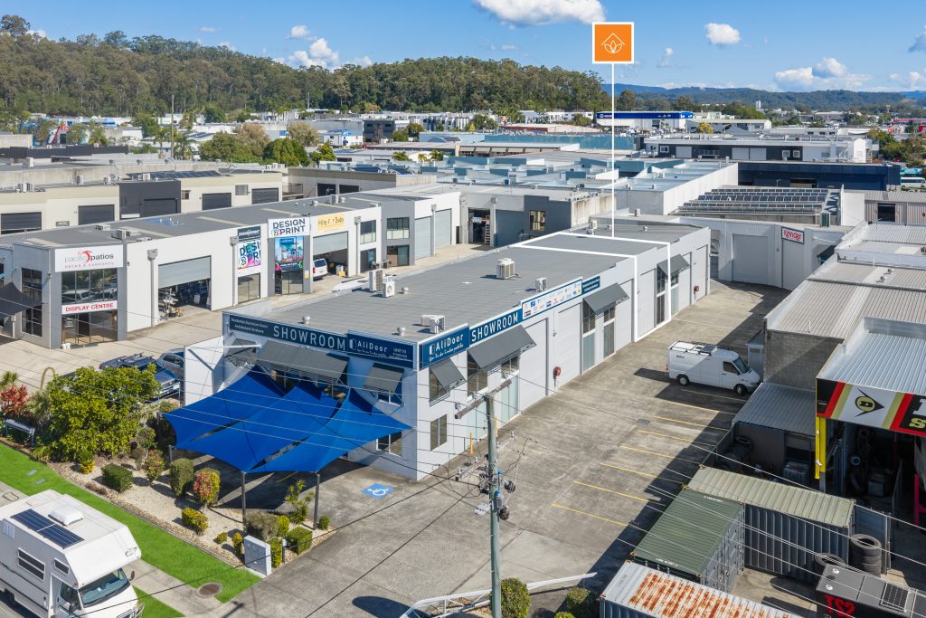 Aerial view of the industrial complex on Ramly Drive, Burleigh Heads